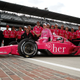 The author again in decidedly pink garb, driving the #99 Chip Ganassi Sam Schmidt Racing Dallara Honda as he poses for his qualifying photo during qualifying for the IRL IndyCar Series 93rd running of the Indianapolis 500 on May 8, 2009. Photo credit Getty Images